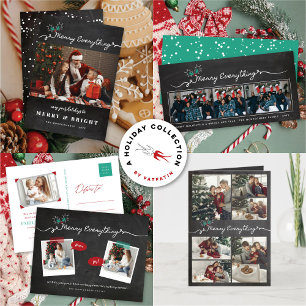 Tarjeta Festiva Navidades de Merry Everything Chalkboard Mistletoe