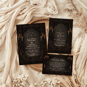 Tarjeta De Agradecimiento Boda Country Goth Oscura Rústica