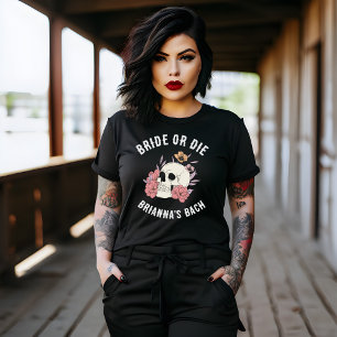 Camiseta Brida o muera favores de soltera de cráneo negro
