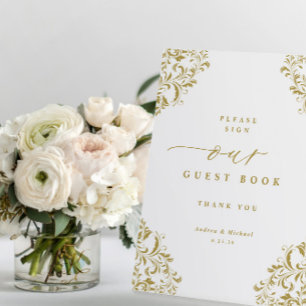 Invitación Con Relieve Metalizado Elegante clásico de oro de Boda de Vintage