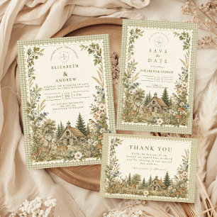 Tarjeta De Agradecimiento Boda caprichosa en un granero en el bosque