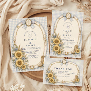 Tarjeta De Agradecimiento Boda Rústica Romántica de Girasoles