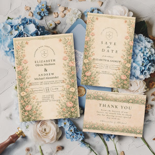 Tarjeta De Confirmación De Asistencia Boda de arco de jardín de rosas vintage