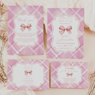 Plato De Papel Vintage Cute Pink Bow Bridal Shower