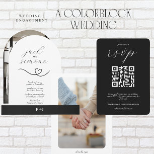 Tarjeta De Recepción Boda moderno   Programación y detalles   Plata lig
