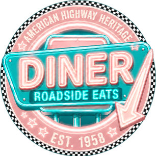 Reloj de pared Diner Roadside Eats Vintage años 50