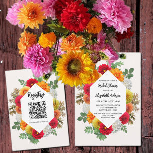 Invitación Otoño Dahlia Floral Fall Bridal Shower