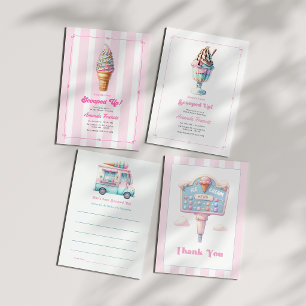Invitación Fiesta de Despedida de Soltera con Helado Rosa Cal