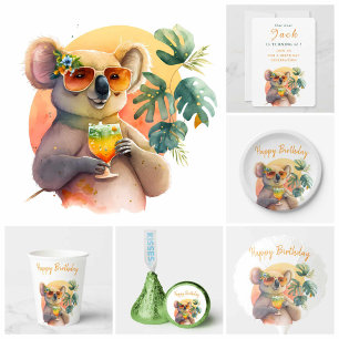 Watercolor Koala - Tarjeta de invitación por cumpl