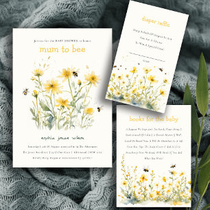 Invitación Mamá De Flor Silvestre Amarilla Para Ser Un Baby S