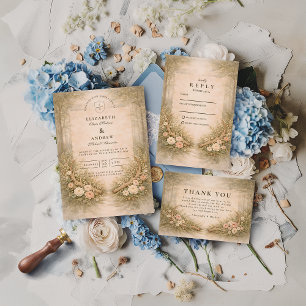 Invitación Boda Floral de Bosque con Cuerna