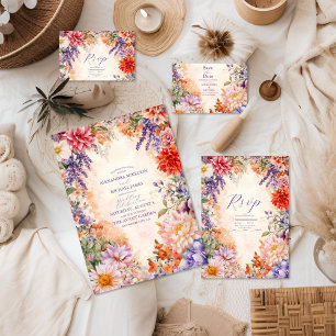 Tarjeta De Confirmación De Asistencia Boho Victorian Royal Floral Boda
