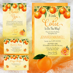 Tarjeta De Agradecimiento Little Cutie Citrus Watercolor Baby Shower