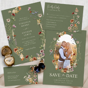 Invitación a la boda del Boho Verde