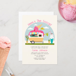 Invitación Baby Shower rosa claro de la crema de hielo Scoop