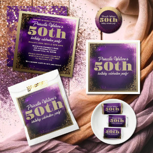 Servilleta De Papel Purpurina esparcido morado y fiesta de cumpleaños 