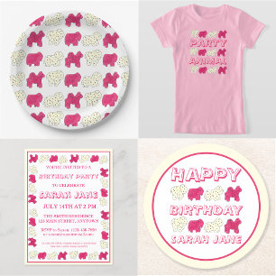 Invitación Crackers de animales rosados Cookies Fiesta de cum