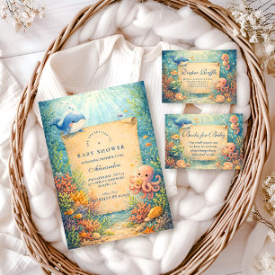 Invitación Fiesta de Baby Shower Amigos del Océano de Cuentos