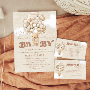 Invitación Baby Shower Bearly Wait Neutral Bear Bear Balloon