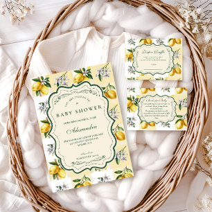 Tarjeta De Recepción Ducha de Bebé Jardín de Flor de Limón Rifa de Paña