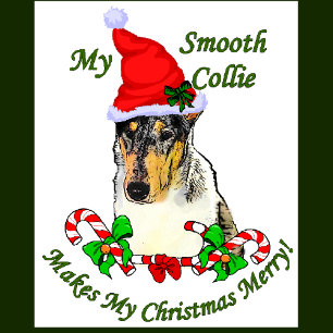 Tarjeta Festiva Regalos de Navidades de Smooth Collie