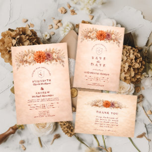Invitación Boda Romántica de Jardín de Otoño