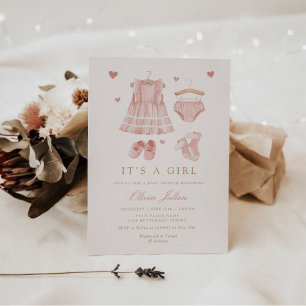 Invitación Moderno y simple Chica de ropa de boho Baby Shower
