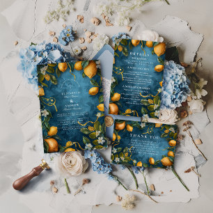 Tarjeta De Agradecimiento Boda Mediterránea Limón Bliss