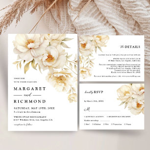 Tarjeta De Agradecimiento Peony Elegory Gold Floral Boda Gracias