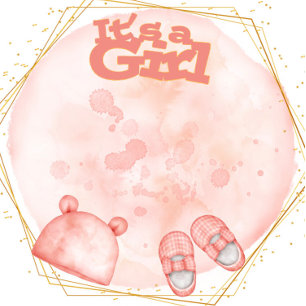 Invitación Es un Chica en Baby Shower de coral rosa y oro