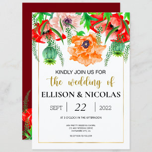 Invitación de casamiento de color de agua de los P