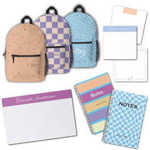 Cuaderno Marca de ondulación azul retro cúpula Nombre monog