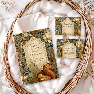 Servilleta De Papel Ducha de Bebé Floral de Ardilla del Bosque Vintage