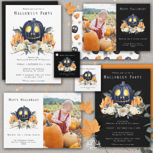 Postal Festiva Feliz Halloween Calabazas Espeluznantes Cristales 