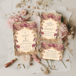 Tarjeta De Agradecimiento Boda Orquídea Art Nouveau
