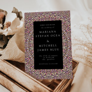 Invitación Con Relieve Metalizado Génesis romántica Mandala suave rosa negro