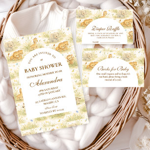 Invitación Lindo libro de historias de bebés animales Safari 