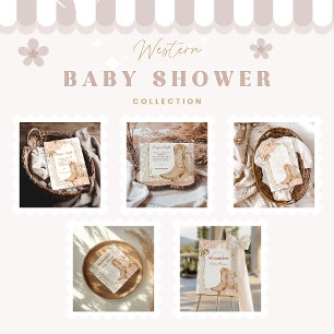 Invitación Rustic Cowgirl Boots Floral Baby Shower
