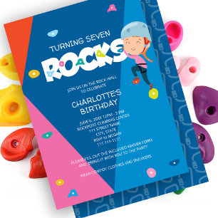 Invitación de cumpleaños para escalar Cute Boy Roc