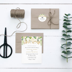 Invitación a la boda de color de la hoja floral do