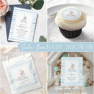 Servilleta De Papel Sailor Bear Blue Stripe Baby Shower