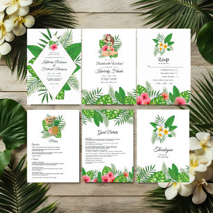 Tarjeta De Agradecimiento Boda de playa Aloha Tropical Luau