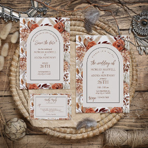 Invitación a la boda Boho Neutral Watercolor Pampa