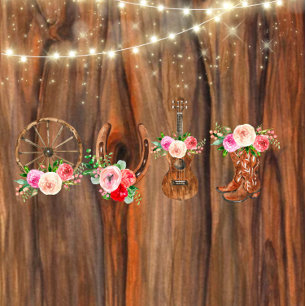 Invitación Barn Wood Lights Boots Boda de Ruedas de Cañón de 
