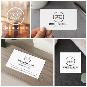 Tarjeta De Visita Logotipo moderno Dentist Teeth Black