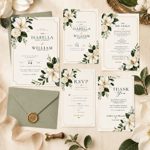 Tarjeta de agradecimiento de boda Magnolia Souther