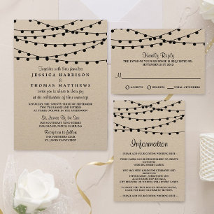 Invitación La colección de Bodas Rustic Kraft Lights