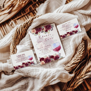Servilleta De Papel Brindis al Amor Burgundy Floral Despedida de Solte
