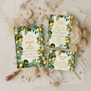 Tarjeta De Agradecimiento Boda con legado de flor de cítrico