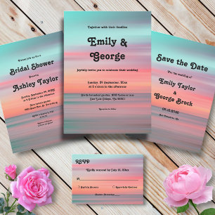 Invitación Elegante Romántico Sunset Blue Sky Beach Wedding